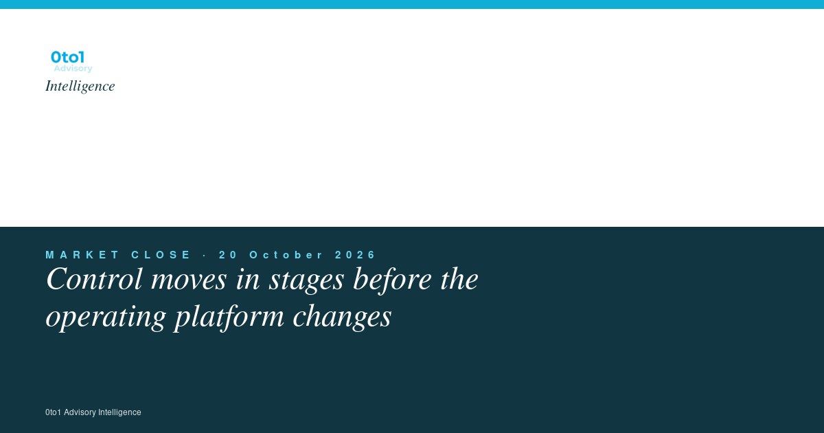0to1 Advisory Transactions Market Close for 20 October 2026